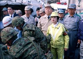 Mori, Ogi, Ishihara inspect Tokyo disaster-relief drills